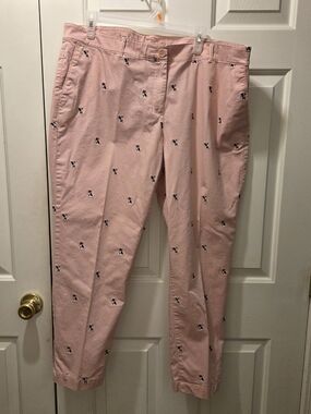 Talbots Pink Embroidered Dogs Casual  Pants